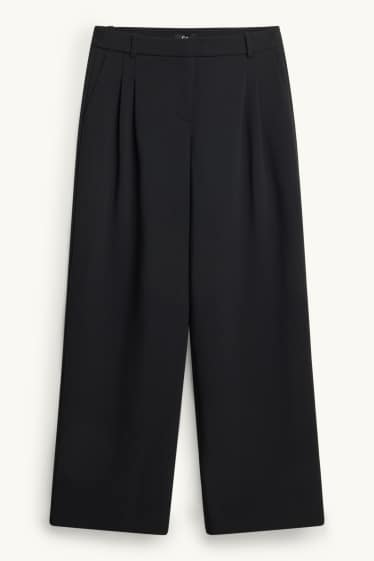 Femmes - Pantalon de bureau - high waist - wide leg - noir