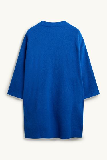 Femei - Cardigan tricotat lung - albastru