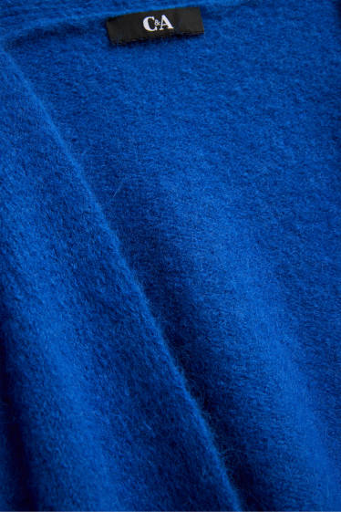 Femei - Cardigan tricotat lung - albastru
