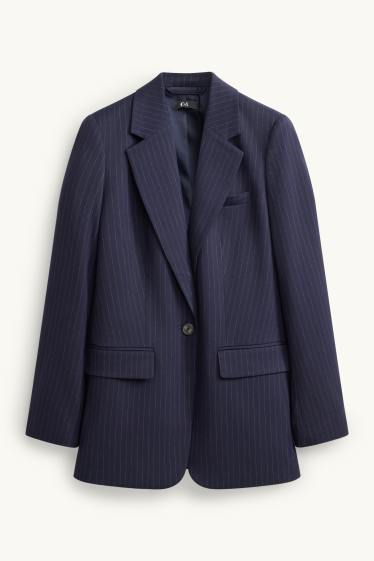Damen - Longblazer - Regular Fit - Nadelstreifen - dunkelblau