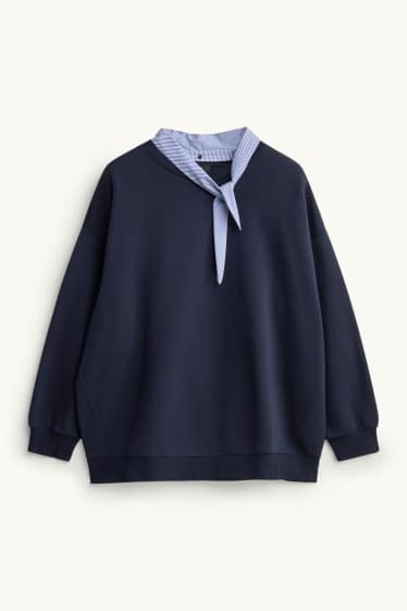 Femmes - Sweat Oversize avec nœud - bleu foncé