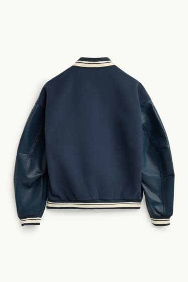 Men - Varsity jacket - dark blue / creme white