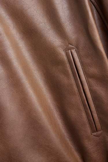 Hommes - Blouson aviateur - matière synthétique - marron / beige