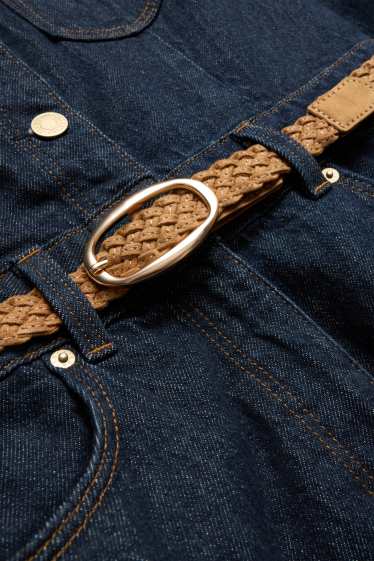 Donna - Vestito a blusa di jeans con cintura - jeans blu scuro