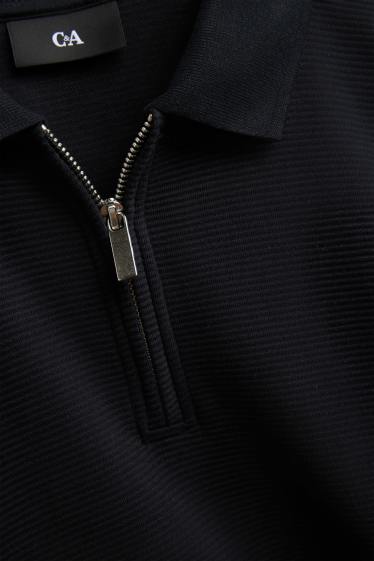 Herren - Poloshirt - Regular Fit - gerippt - schwarz
