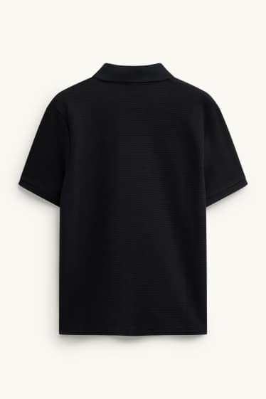 Herren - Poloshirt - Regular Fit - gerippt - schwarz