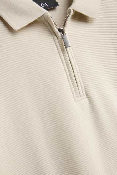 Men - Polo shirt - regular fit - ribbed - creme