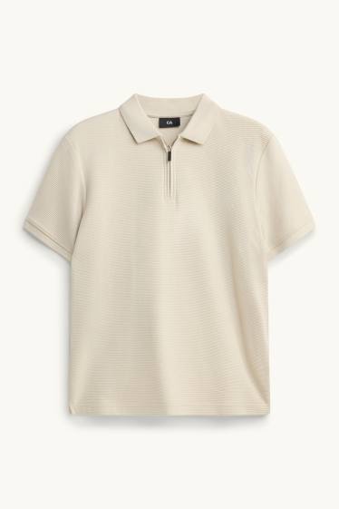Men - Polo shirt - regular fit - ribbed - creme