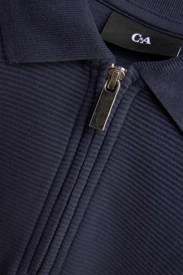 Herren - Poloshirt - Regular Fit - gerippt - dunkelblau