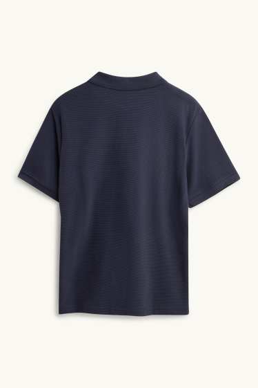 Herren - Poloshirt - Regular Fit - gerippt - dunkelblau