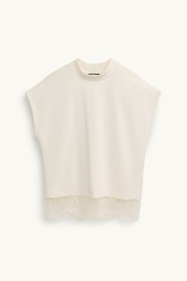 Damen - T-Shirt - Regular Fit - cremefarben