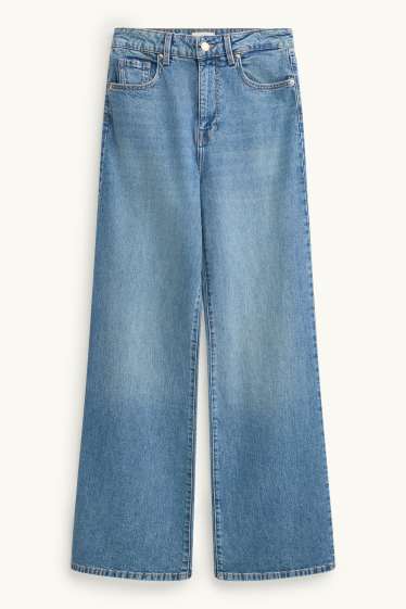 Damen - Wide Leg Jeans - High Waist - jeansblau