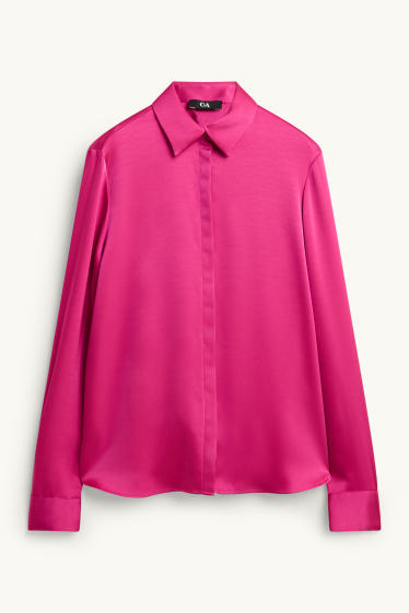 Donna - Camicetta di raso - fucsia