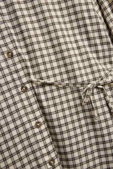 Dona - Brusa - oversized - de quadres - marró/beix