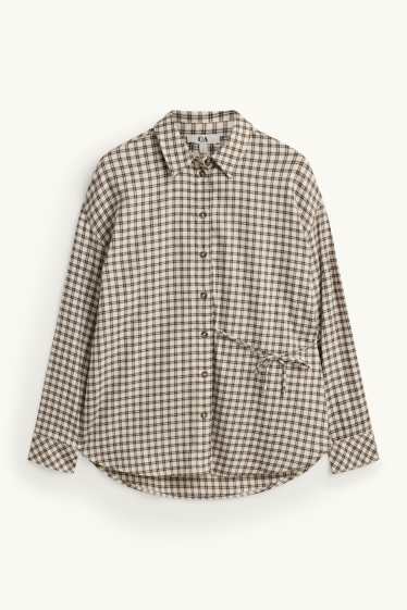 Dona - Brusa - oversized - de quadres - marró/beix