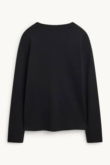 Dámské - Tričko s dlouhým rukávem - regular fit - černá