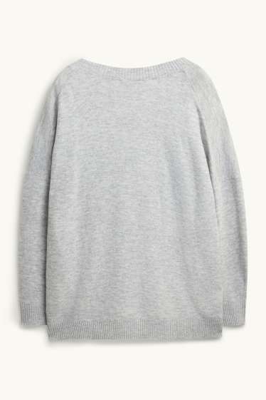 Women - V-neck jumper - gray