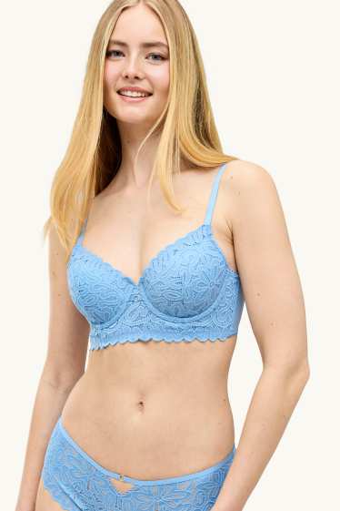 Donna - Reggiseno con ferretti - DEMI - imbottito - blu