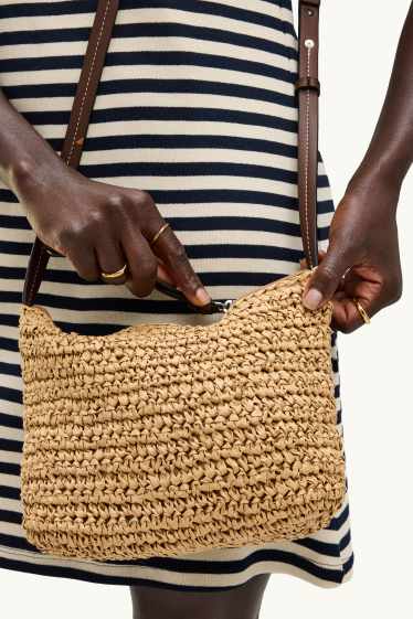 Femmes - Sac à bandoulière en paille - beige