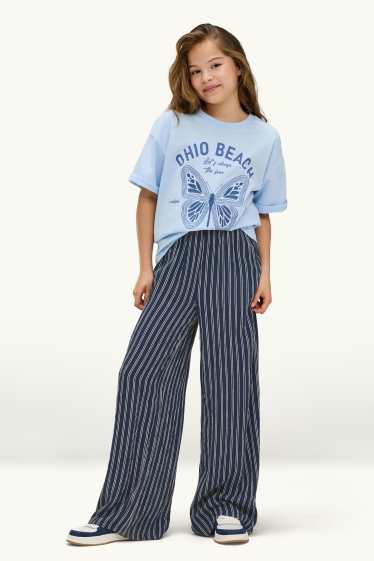 Bambine - Pantaloni - a righe - blu scuro