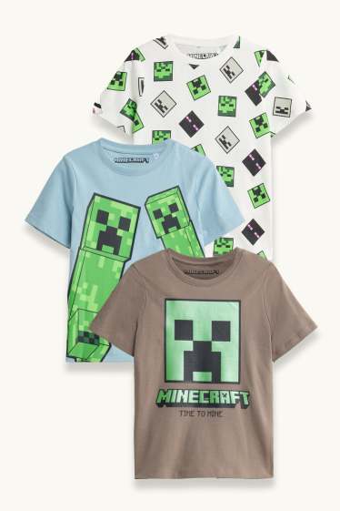 Kinder Jungen - Multipack 3er - Minecraft - Kurzarmshirt - braun