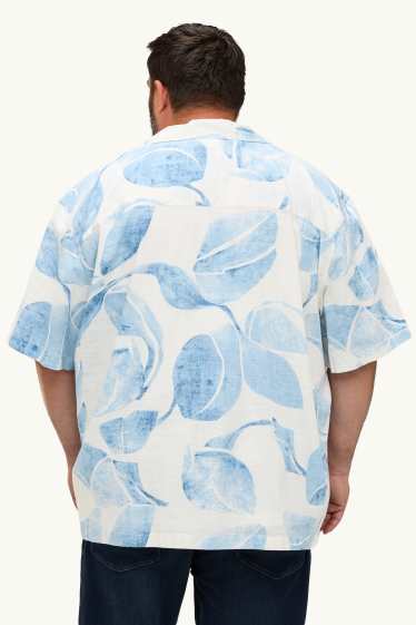 Herren - Hemd - Loose Fit - Reverskragen - gemustert - weiß / blau