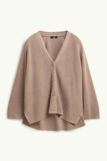 Femmes - Gilet en maille - finition côtelée - couleur nougat