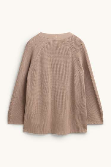 Femmes - Gilet en maille - finition côtelée - couleur nougat