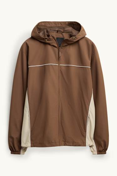 Heren - Jas met capuchon - waterafstotend - bruin / beige