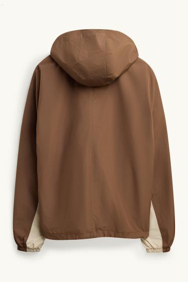 Heren - Jas met capuchon - waterafstotend - bruin / beige