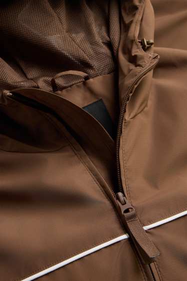 Heren - Jas met capuchon - waterafstotend - bruin / beige