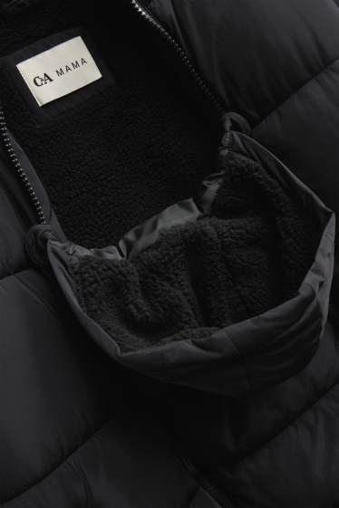 Femmes - Parka de sport de grossesse avec capuche et empiècement porte-bébé - noir