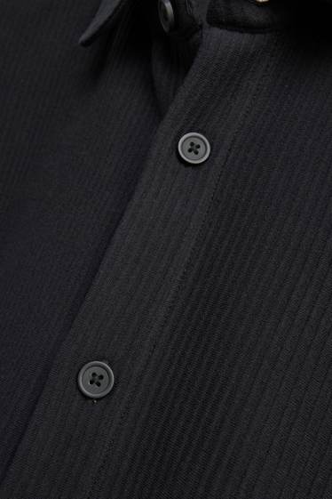 Uomo - Camicia - relaxed fit - collo all'italiana - a coste - nero