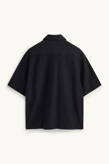 Uomo - Camicia - relaxed fit - collo all'italiana - a coste - nero