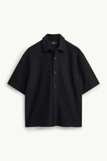 Uomo - Camicia - relaxed fit - collo all'italiana - a coste - nero