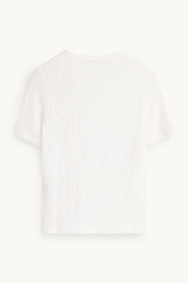 Femmes - T-shirt - regular fit - finition texturée - blanc