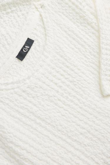 Femmes - T-shirt - regular fit - finition texturée - blanc