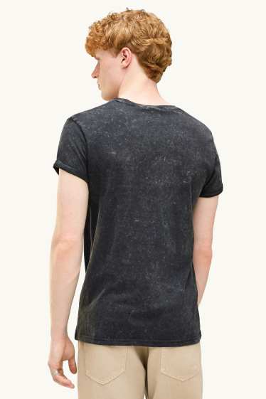 Herren - T-Shirt - Regular Fit - schwarz-melange