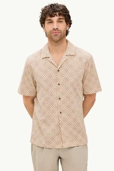 Herren - Hemd - Regular Fit - Reverskragen - gemustert - sandfarben