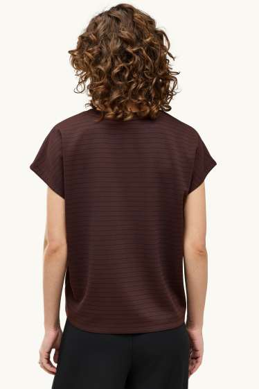 Femei - Tricou - regular fit - cu dungi - maro închis