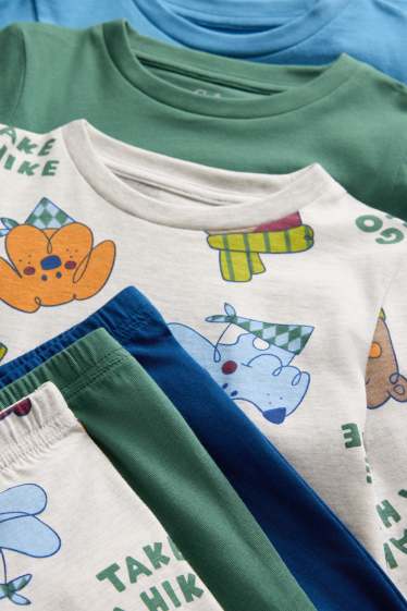 Copii - Băieți - Multipack 3 buc. - câine și urs - pijama - 6 piese - verde