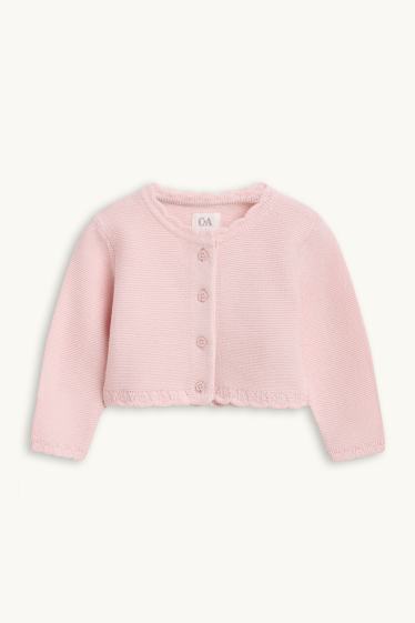 Bebeluși - fete - Cardigan tricotat bebeluși - roz