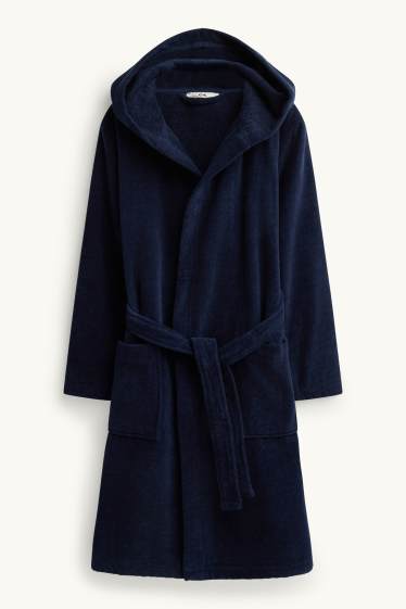 Children Boys - Terry cloth bathrobe with hood - dark blue