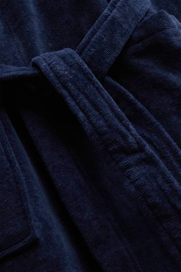 Children Boys - Terry cloth bathrobe with hood - dark blue