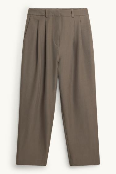 Women - Business trousers - high waist - regular fit - taupe