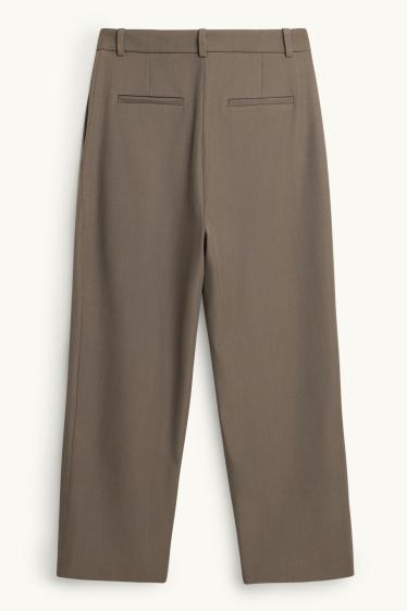 Women - Business trousers - high waist - regular fit - taupe
