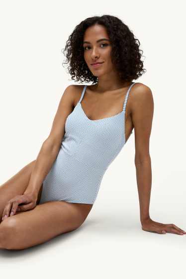 Dames - Badpak - voorgevormd - LYCRA® XTRA LIFE™ - gestreept - blauw / wit