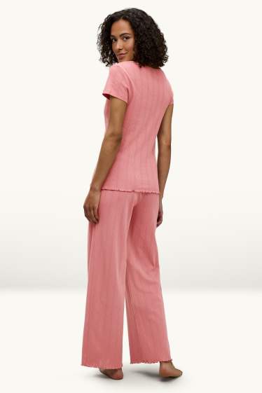 Dames - Pointelle pyjama - koraal