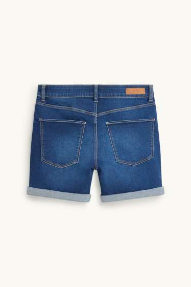 Dames - Korte spijkerbroek - mid waist - jeansblauw