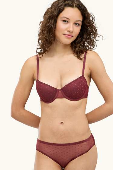 Damen - Slip - gepunktet - bordeaux